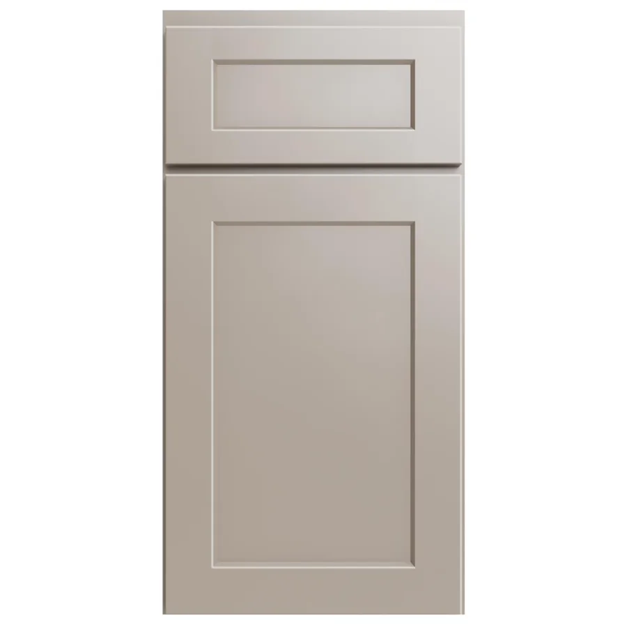 New shaker door and drawer front in a warm sand painted finish — the kind of doors a refacing project installs