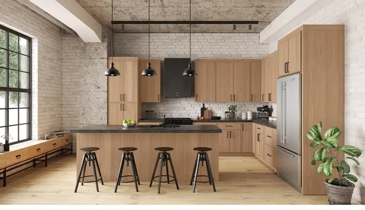 Design rendering of a Oslo Oak kitchen — study cover