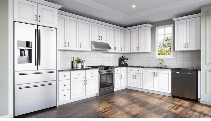Design rendering of a Shaker White kitchen — study cover
